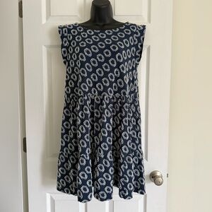 Anthropologie Maeve Dress Size XS Textured Tunic Babydoll Navy White Boho Fall